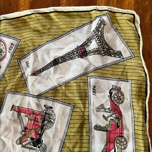 Vtg Silk MCM Scarf Featuring Various Landmarks & Inventions Approx 16”sq